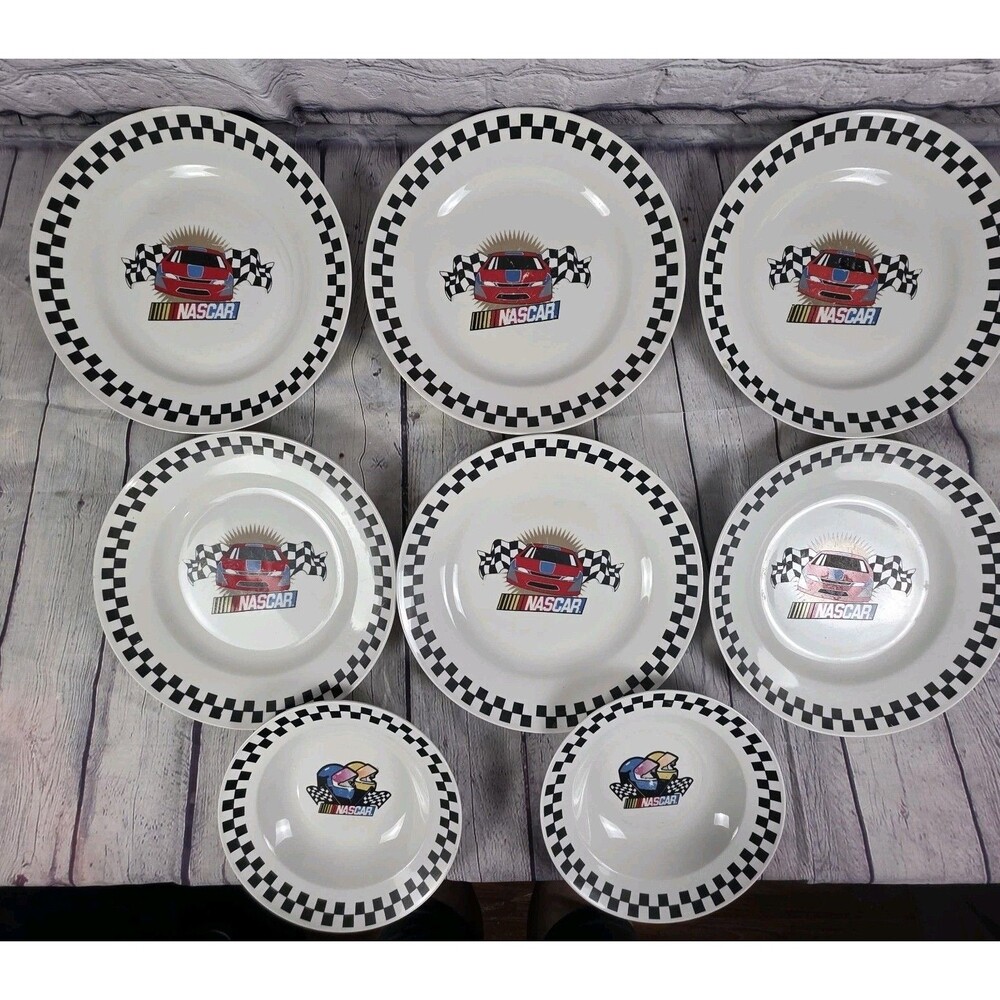 NASCAR Checkered Plate Set 8 Pieces Gibson